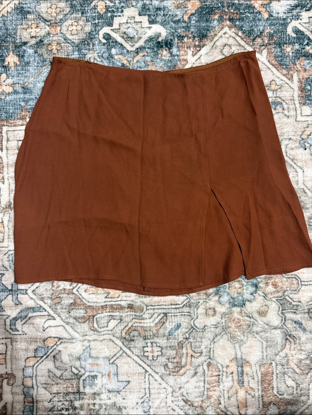 Reformation Rust Brown Mini Skirt with Side Slit
